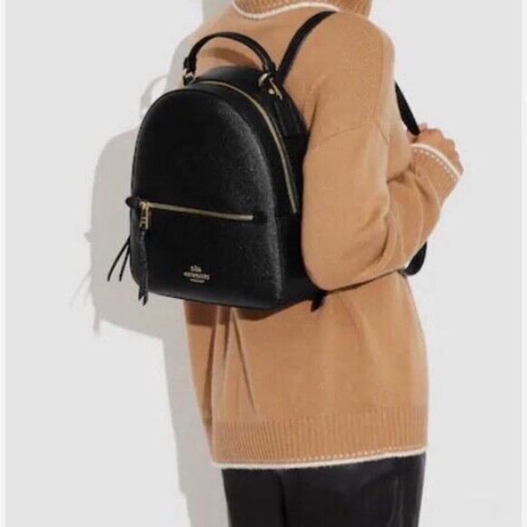 New w/Tags Coach Crossgrain Leather Jordyn Backpack GOLD/BLACK Below $428 Retail - Picture 2 of 5